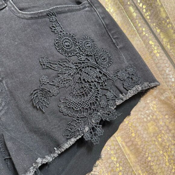American Eagle Outfitters Black Embroidered Lace Hi Rise Shortie Shorts 12 - Picture 7 of 7
